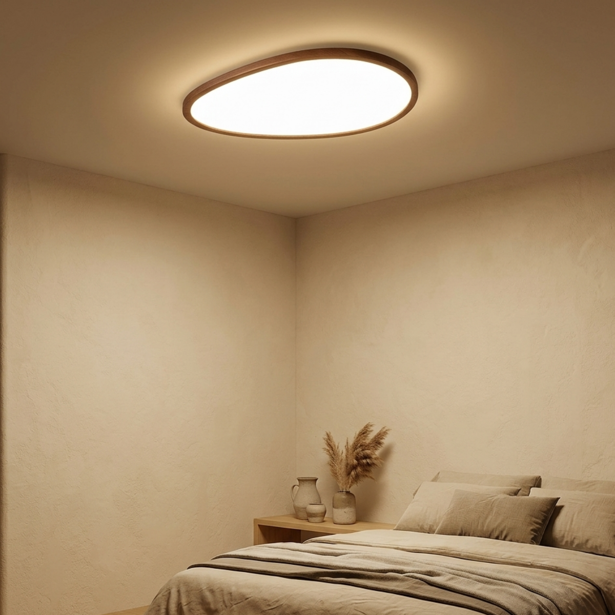 Ultra-Thin Dark Wood Effect LED Ceiling Light