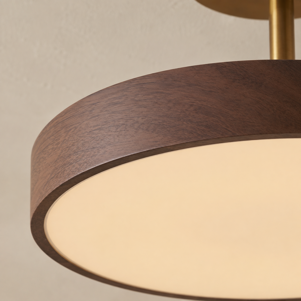 Scandinavian Ceiling Light with Wood and Gold Frame