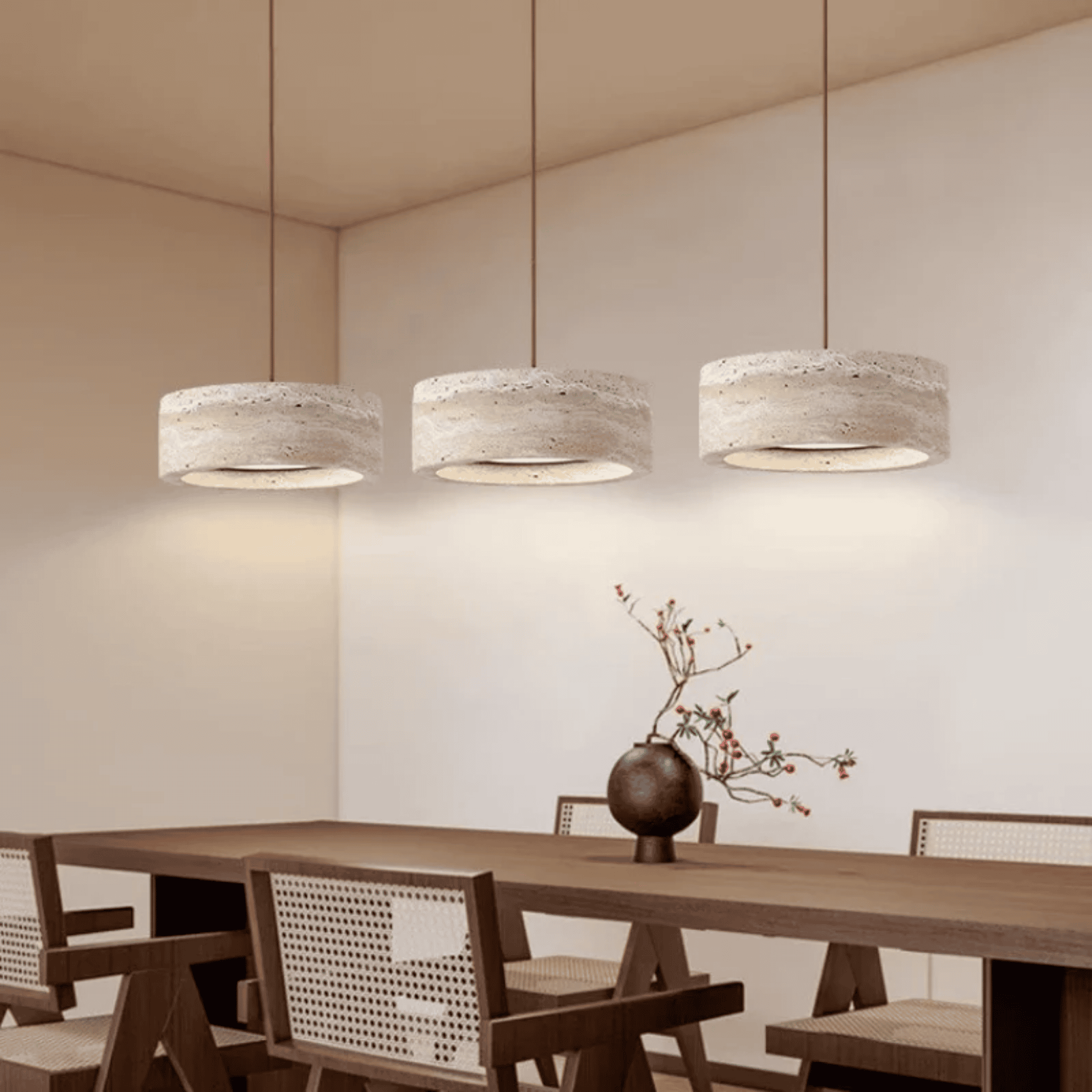 Natural Travertine Stone Pendant Light