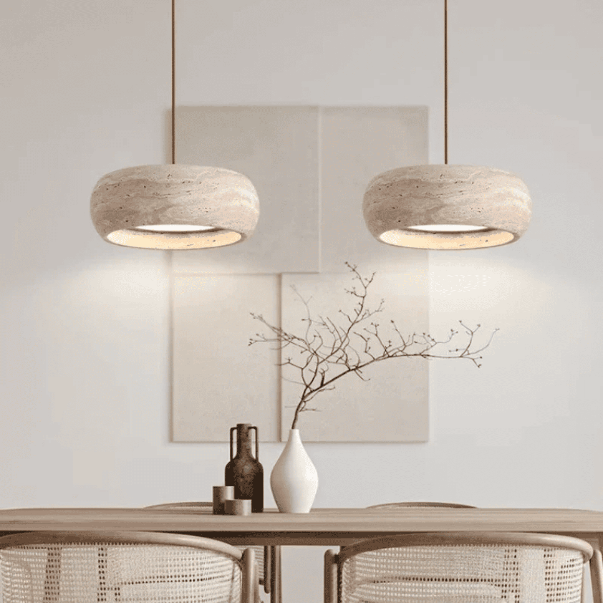 Natural Travertine Stone Pendant Light