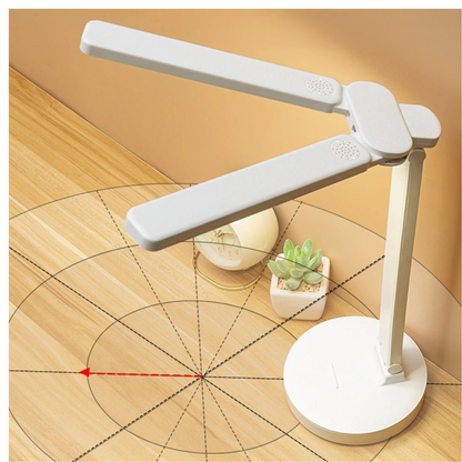 LED Desk Lamp For Office & Study - Foldable Dual-Angle Task Light - Adjustable Arm