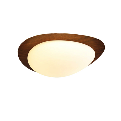 Scandinavian Pebble Led Natural Wood Flush Mount Ceiling Light