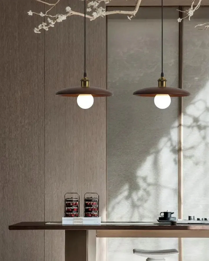 Minimalist Warm 3000K Wood Halo Pendant Light Kitchen Dining