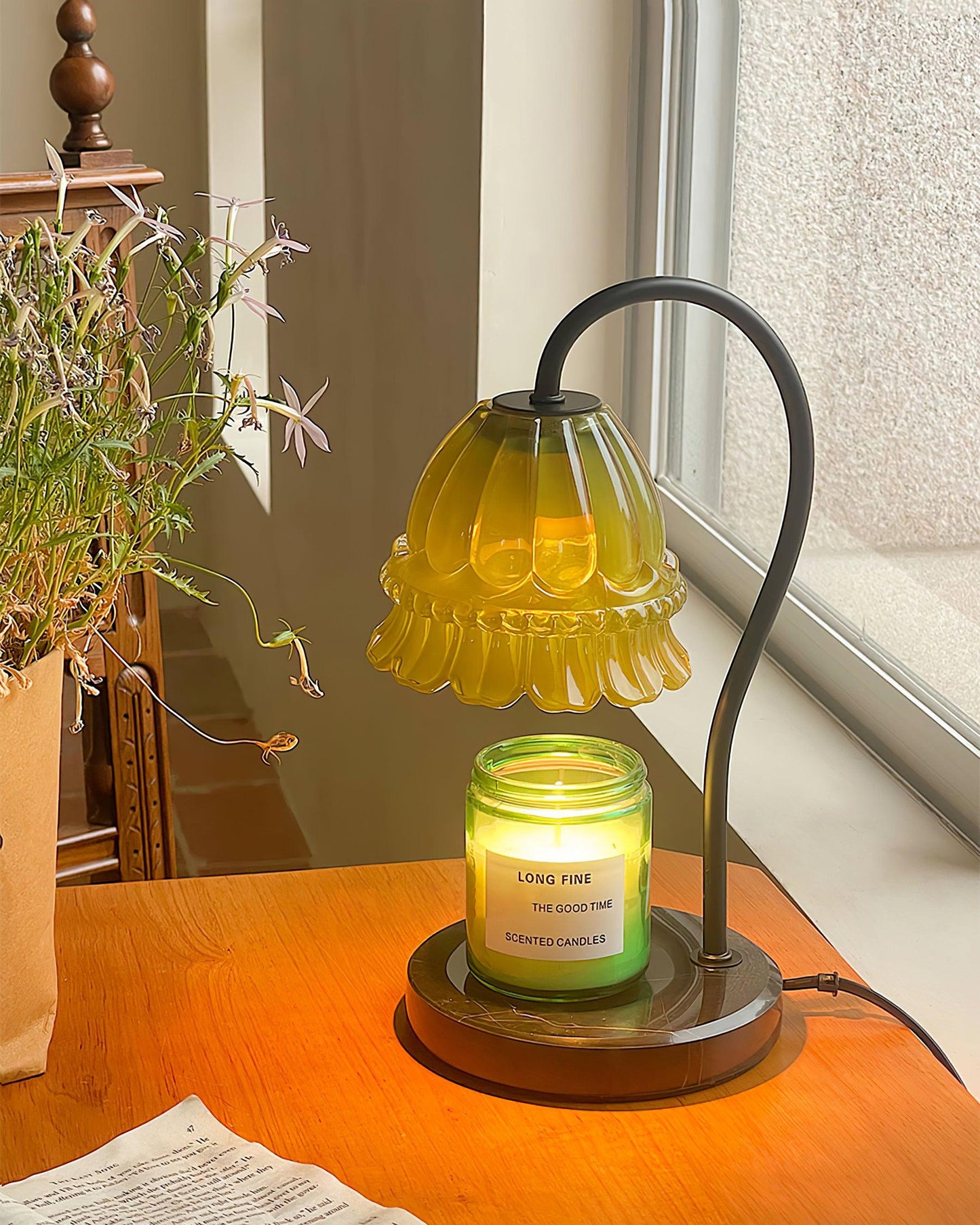 Valon Candle Warmer Lamp – Marble Base & Dome Shade