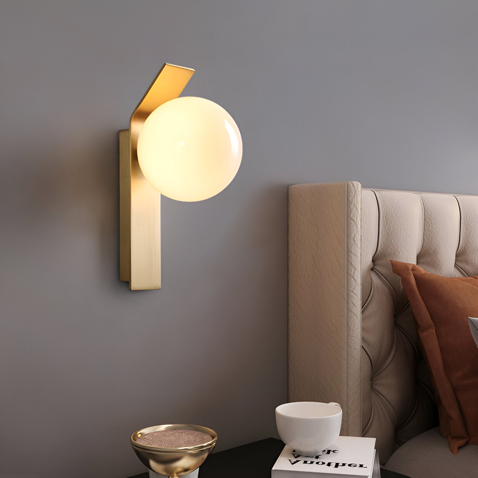 Modern Globe Wall Sconce – LED Bedside Reading Light – Metal & Plastic