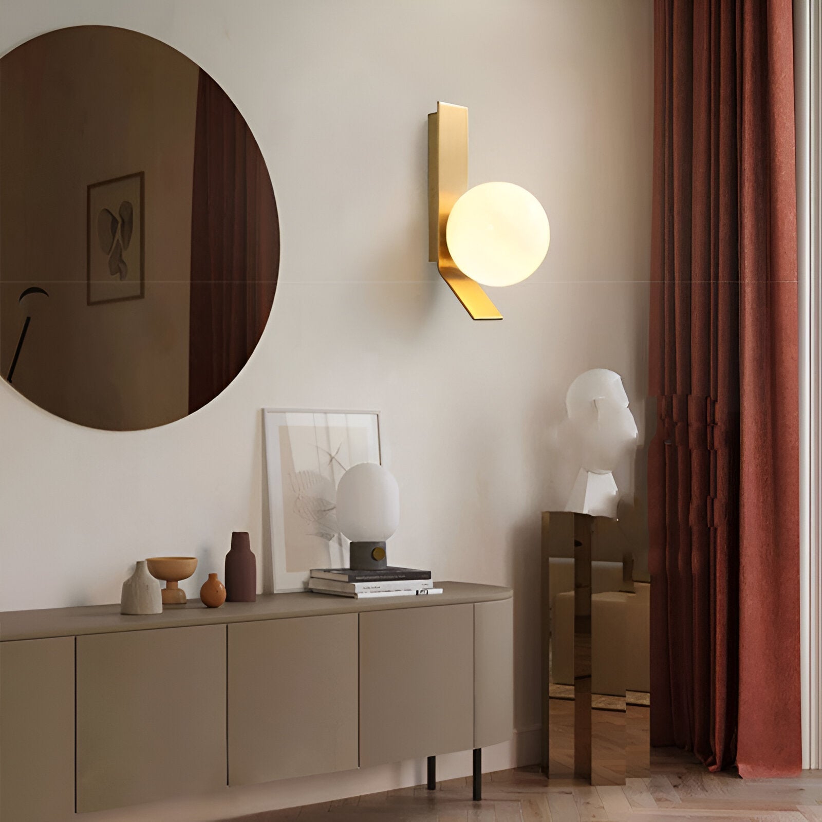 Modern Globe Wall Sconce – LED Bedside Reading Light – Metal & Plastic