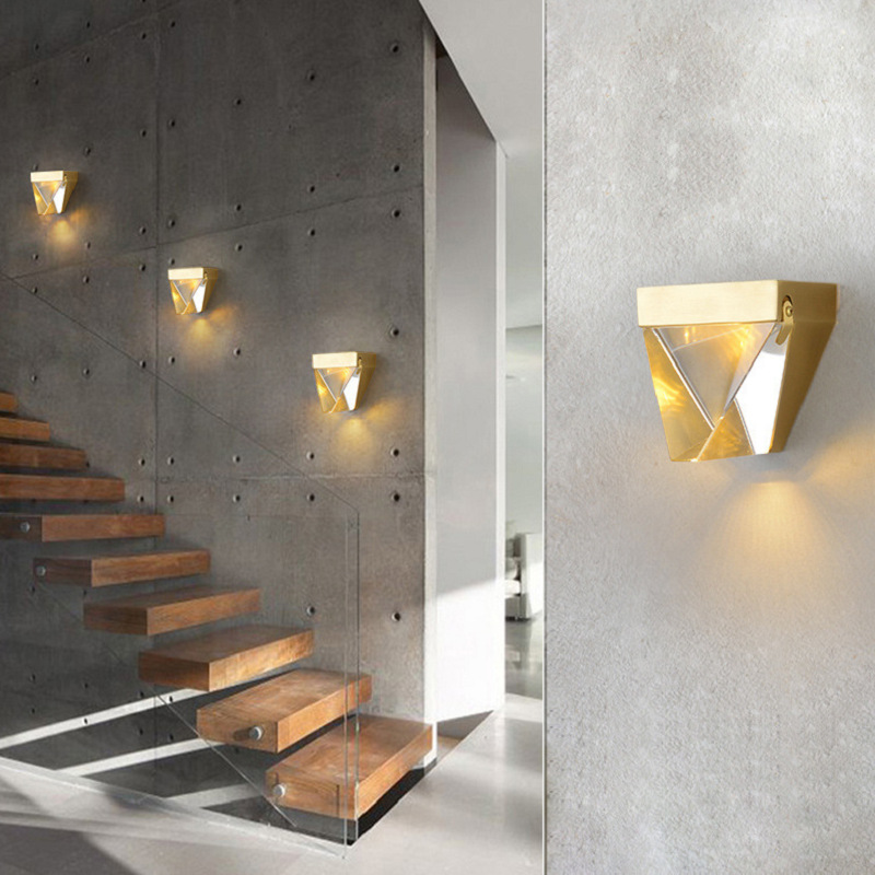 Geometric Crystal LED Wall Sconce – Up Down Effect X-Pattern – Staircase Hallway