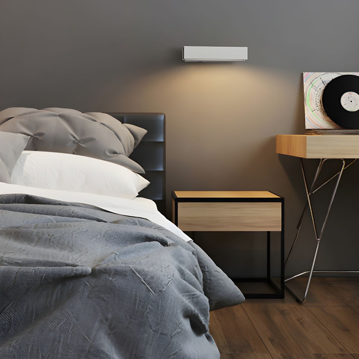 Adjustable Aluminium & Wood LED Wall Light – Rotatable Bar – Lounge & Hallway