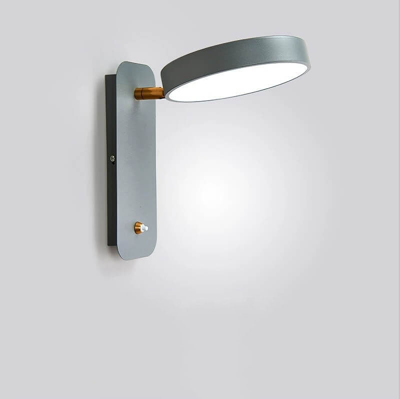Adjustable LED Wall Sconce – Rotating Disc Head Reading Light – Bedroom Lounge Switch