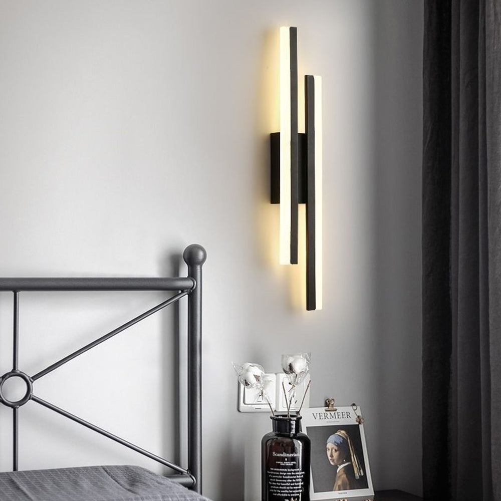 Modern Linear LED Wall Sconce – Staggered Bars Slim Profile – Lounge Bedroom Hallway