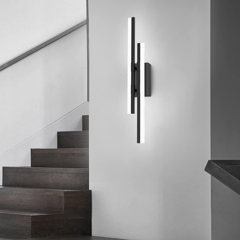 Modern Linear LED Wall Sconce – Staggered Bars Slim Profile – Lounge Bedroom Hallway
