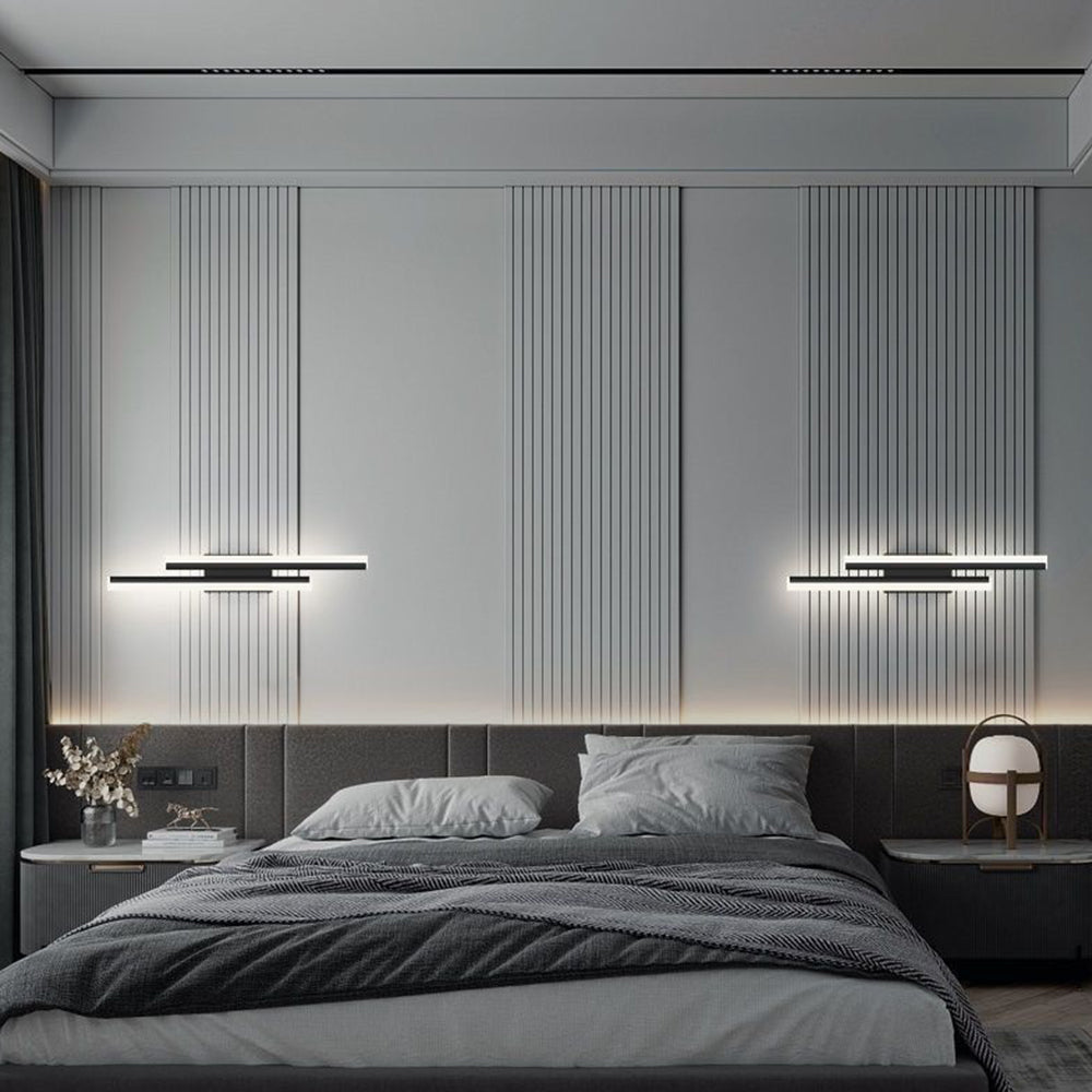 Modern Linear LED Wall Sconce – Staggered Bars Slim Profile – Lounge Bedroom Hallway