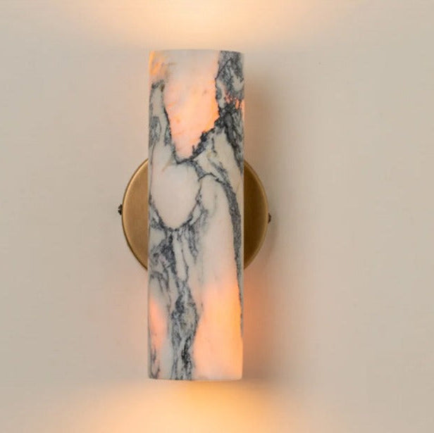Minimalist Marble Wall Lamp with Brass Base