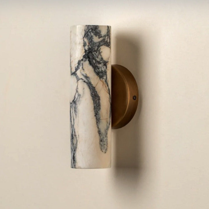 Minimalist Marble Wall Lamp with Brass Base