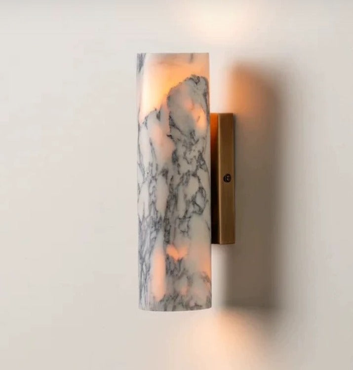 Minimalist Marble Wall Lamp with Brass Base
