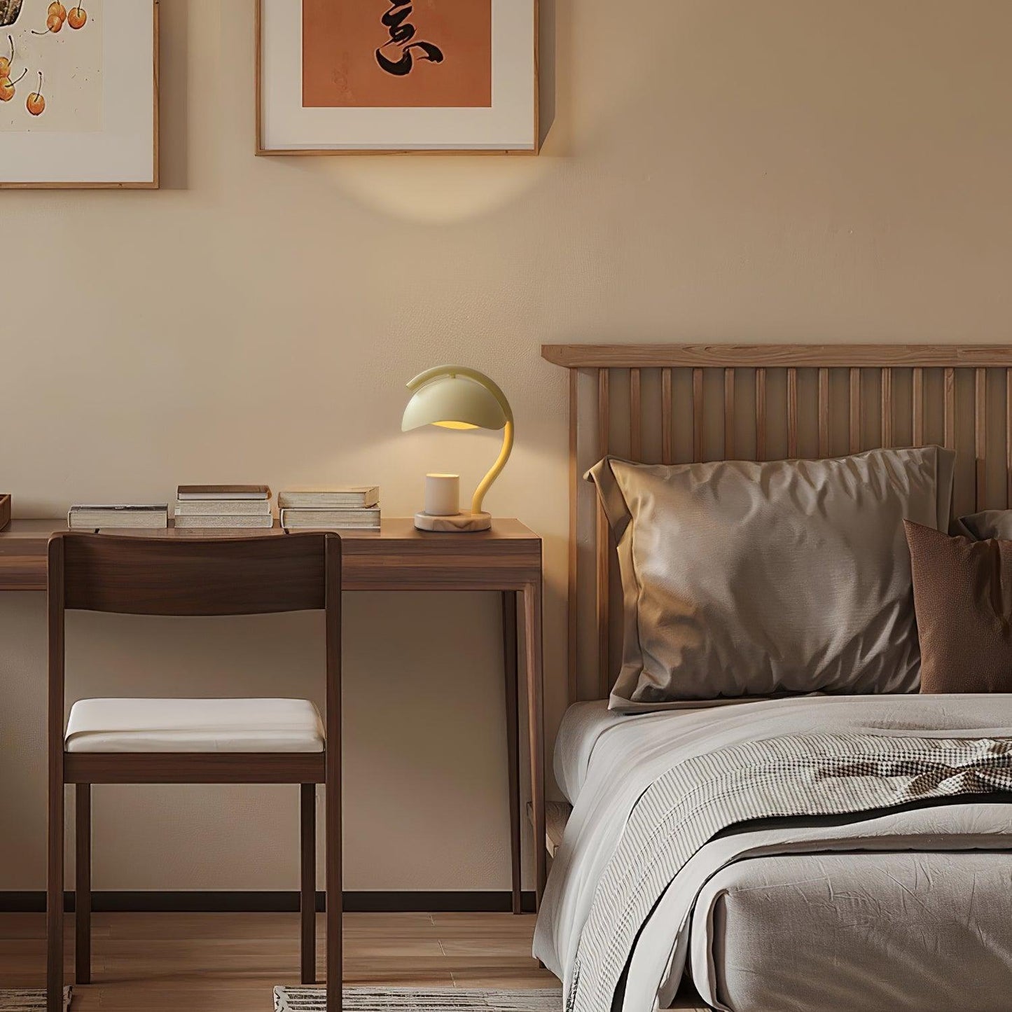 Wiora Candle Warmer Lamp – Soft-Beige Dome Shade – Flameless Wax Melting