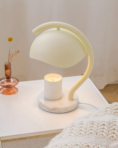 Wiora Candle Warmer Lamp – Soft-Beige Dome Shade – Flameless Wax Melting