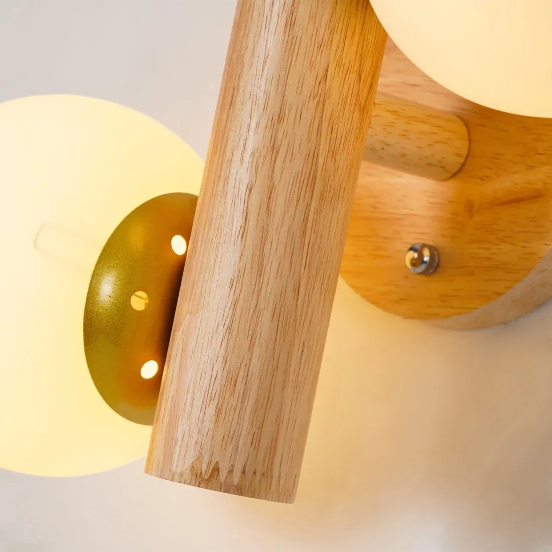 Modern Wooden Wall Light – LED Glass Globe Sconce for Bedroom & Hallway