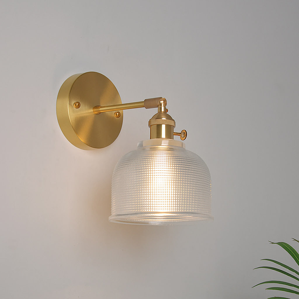 Vintage Adjustable Brass And Glass Wall Light