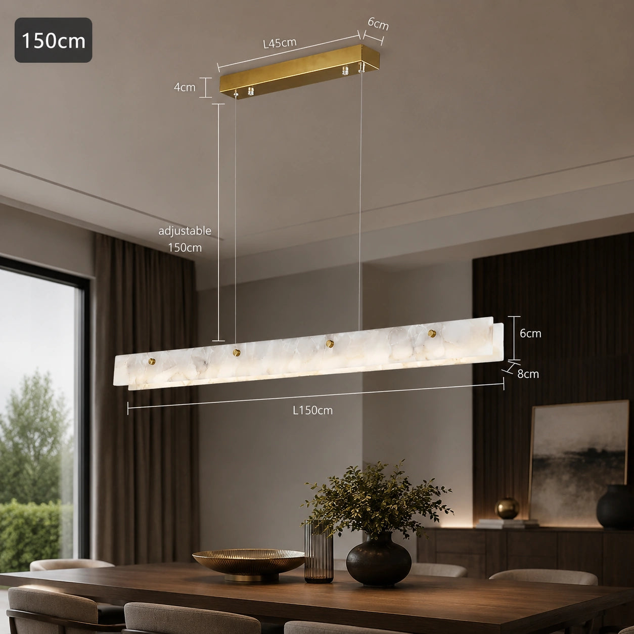 Natural Marble Linear Pendant Light