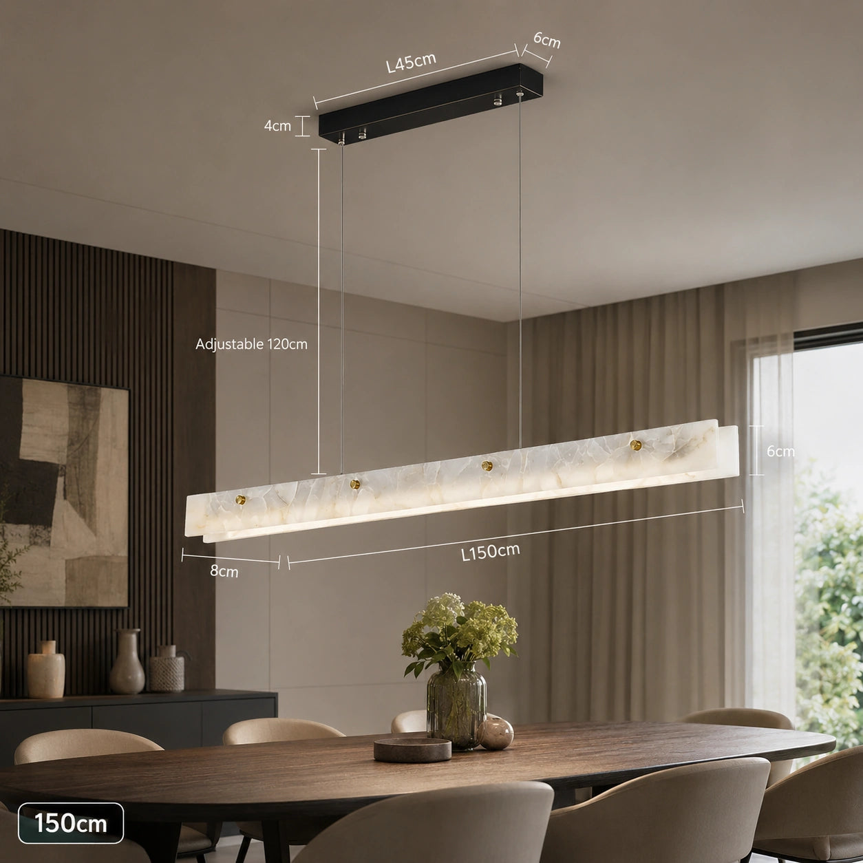 Natural Marble Linear Pendant Light