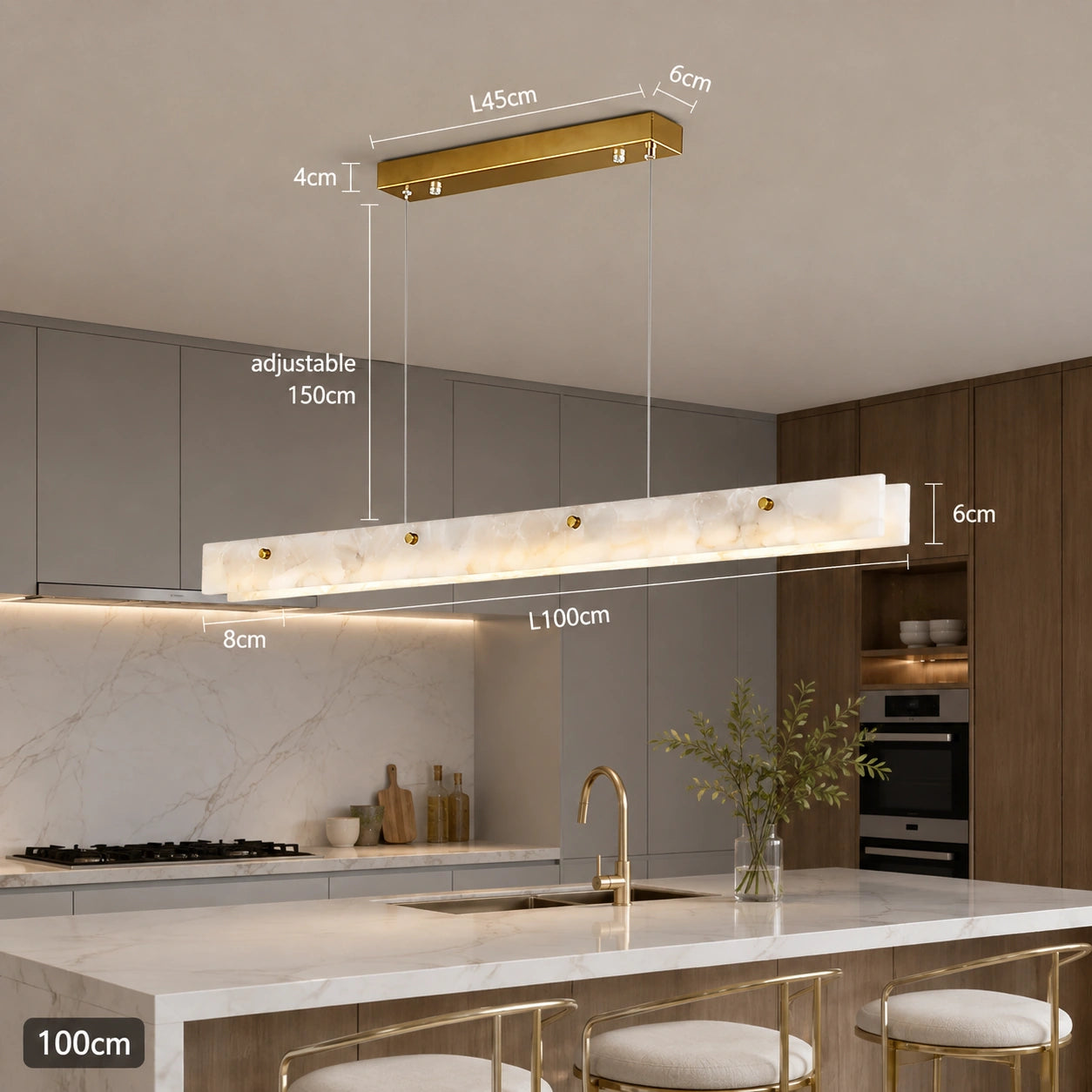 Natural Marble Linear Pendant Light