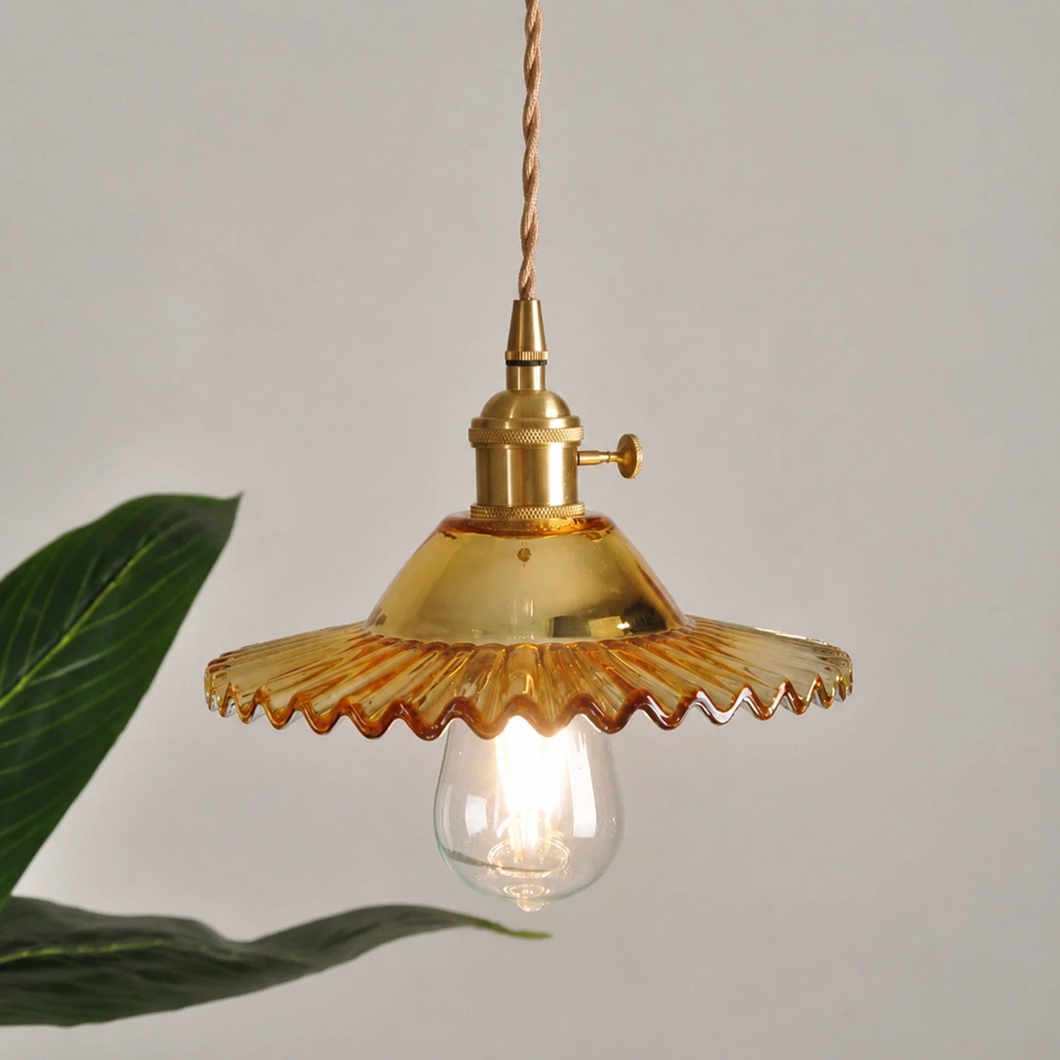 Clear Glass LED Pendant Light with Copper Finish