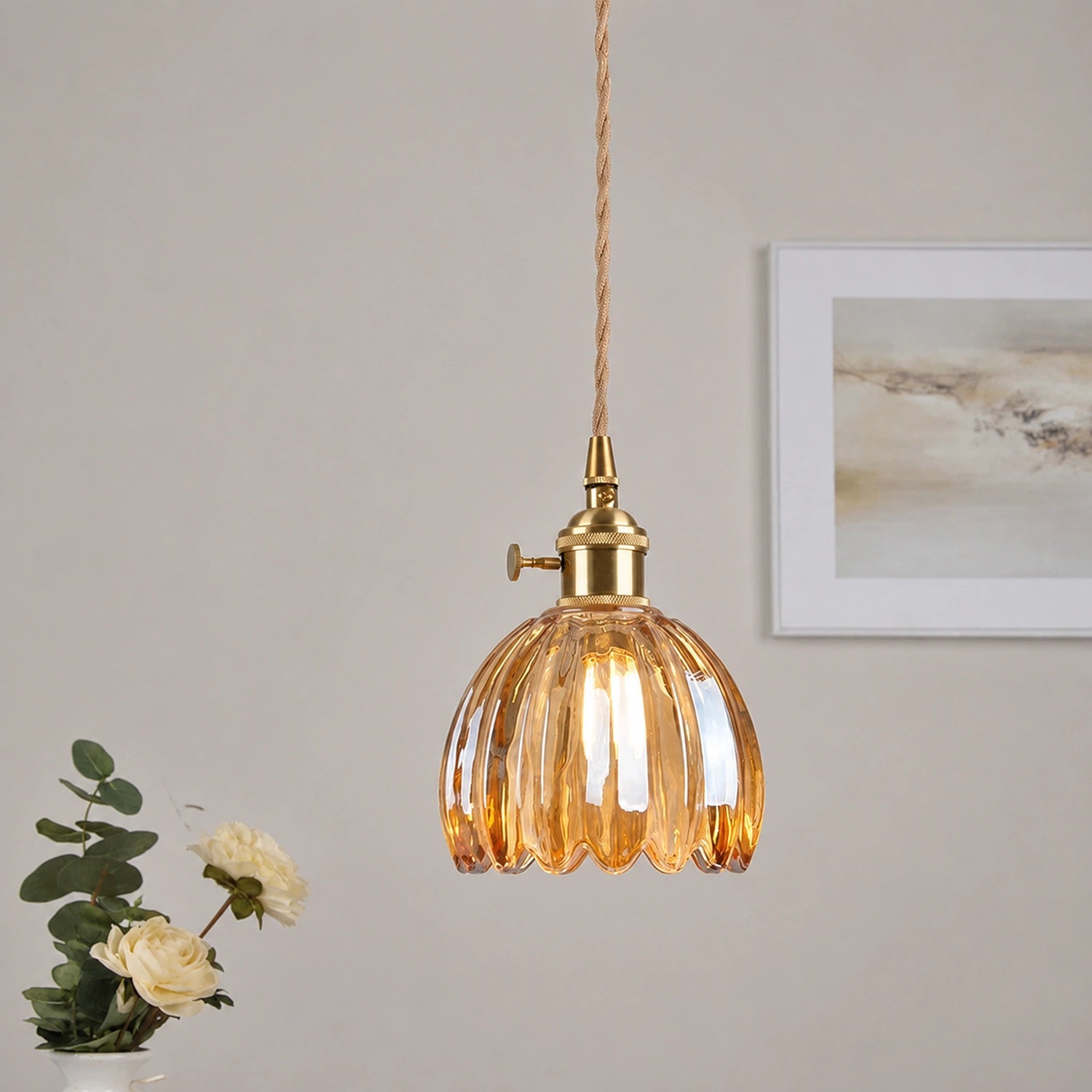 Clear Glass LED Pendant Light with Copper Finish