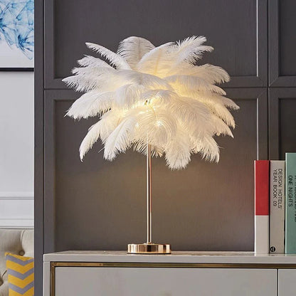 Art Deco Gold Feather Table Lamp
