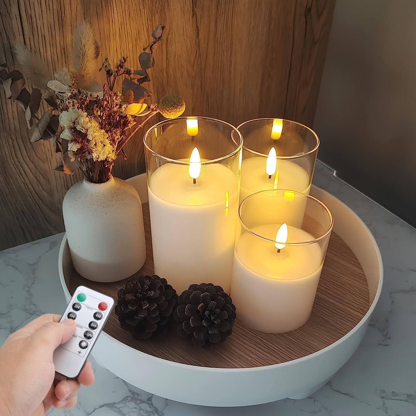 Flameless Remote Control Timer Battery Operated LED Candles Set - Home Decor