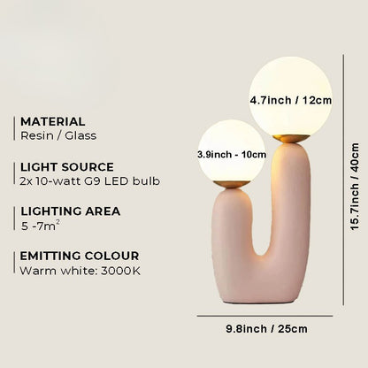 Art Deco Glass Table Lamp – Sculptural Resin Base LED – Bedside Living Room