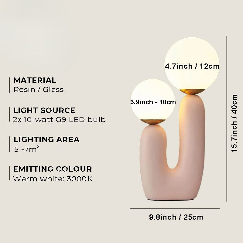 Art Deco Glass Table Lamp – Sculptural Resin Base LED – Bedside Living Room