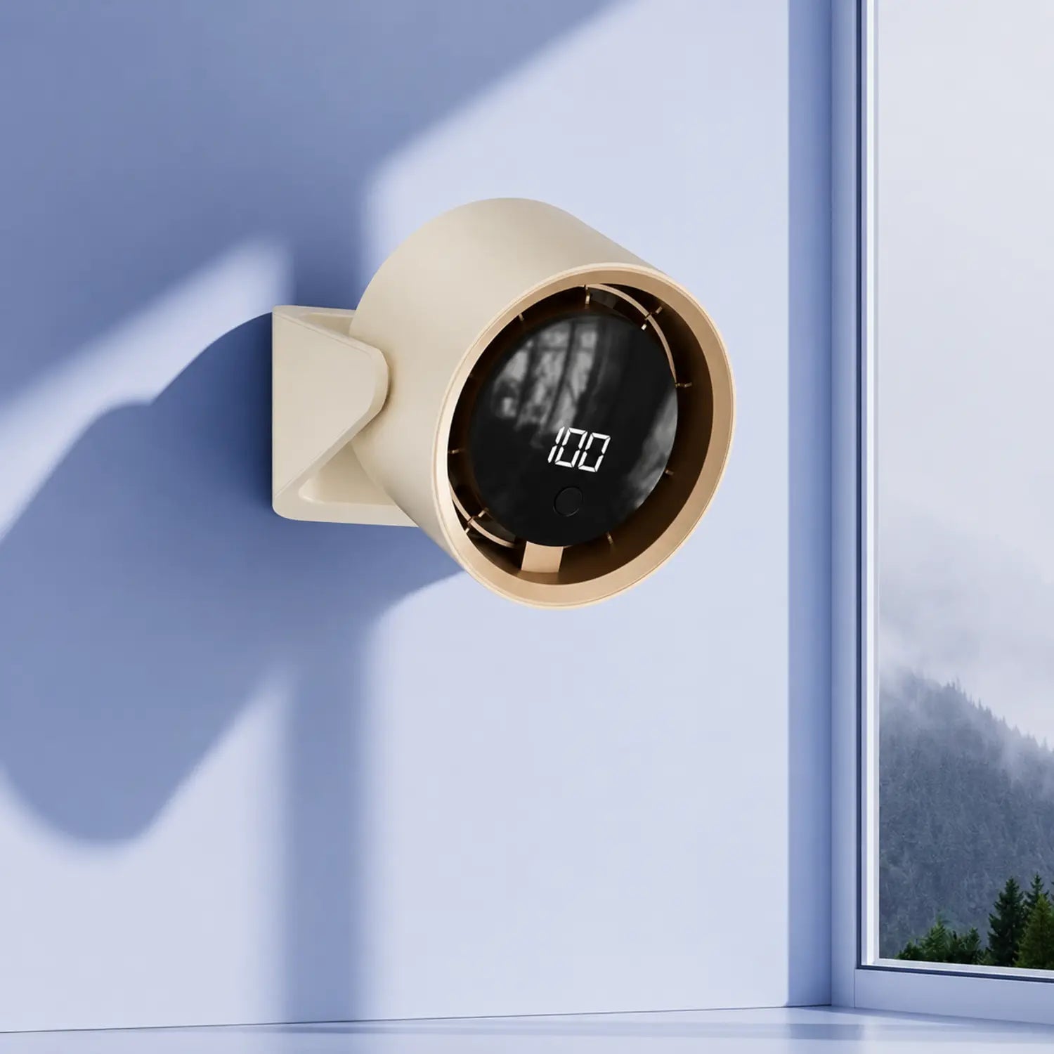 Rechargeable Desktop Fan with Digital Display & Wall Mount
