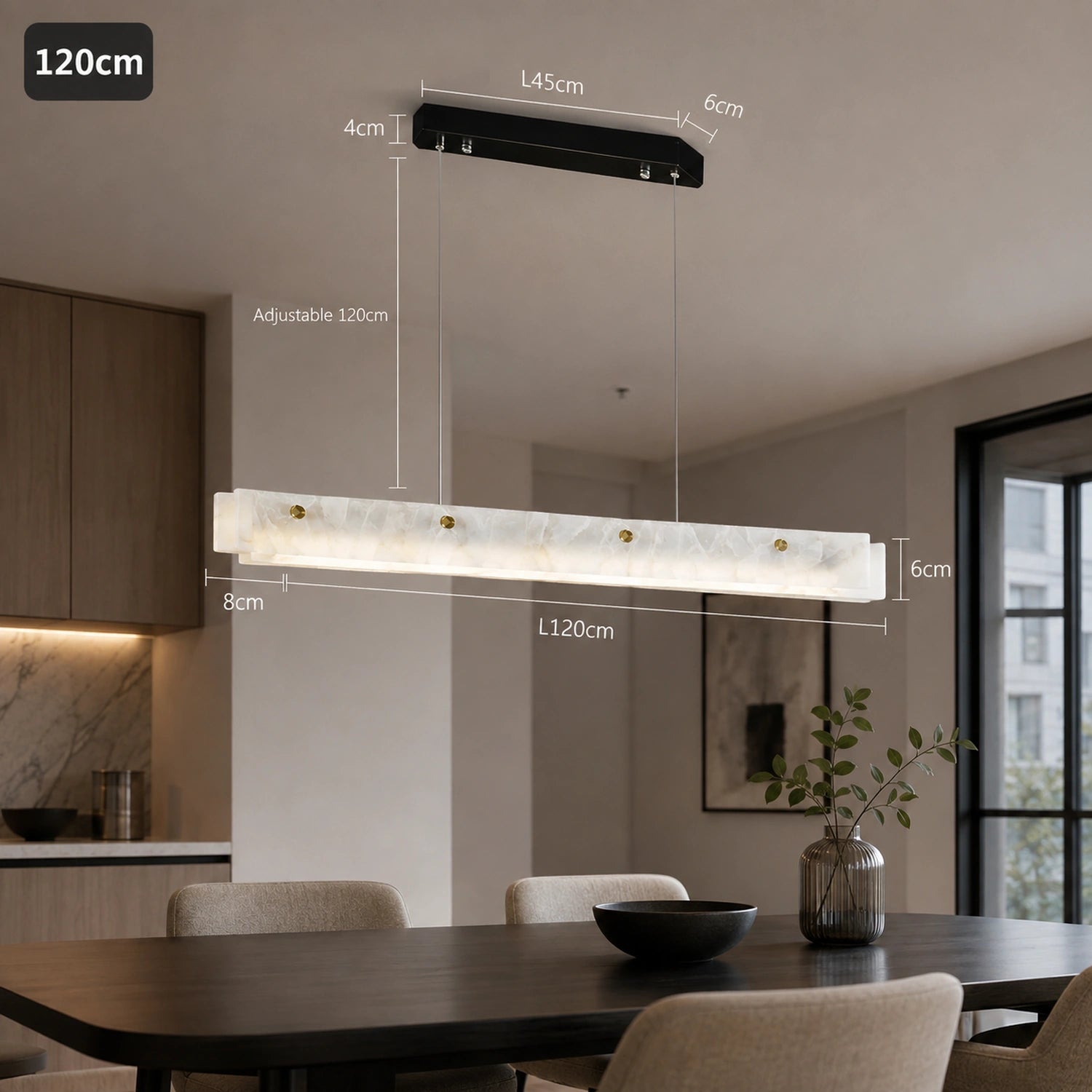 Natural Marble Linear Pendant Light