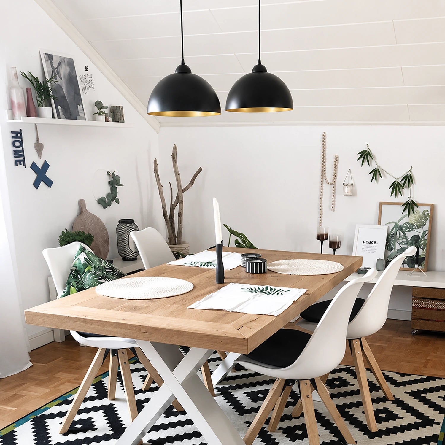 Nordic Retro Industrial Black Dome Pendant Light