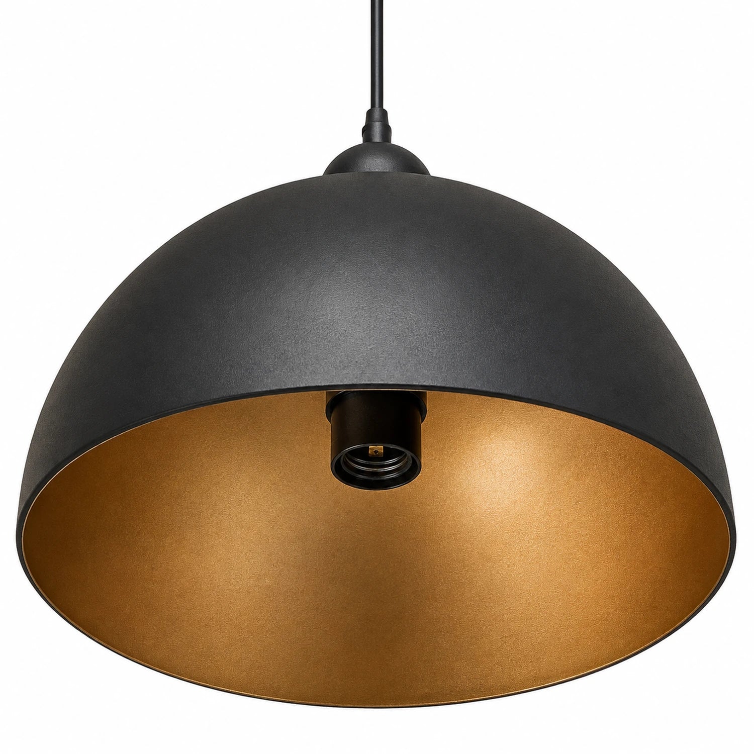 Nordic Retro Industrial Black Dome Pendant Light