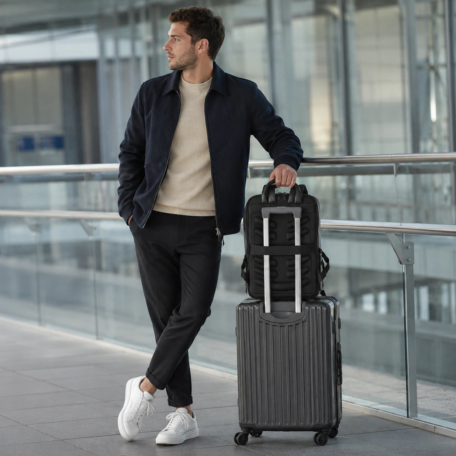 Executive PU Leather Laptop Backpack