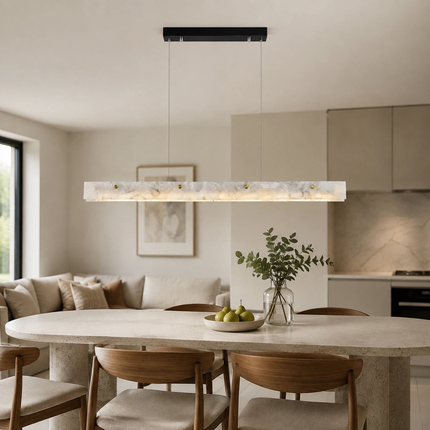 Natural Marble Linear Pendant Light