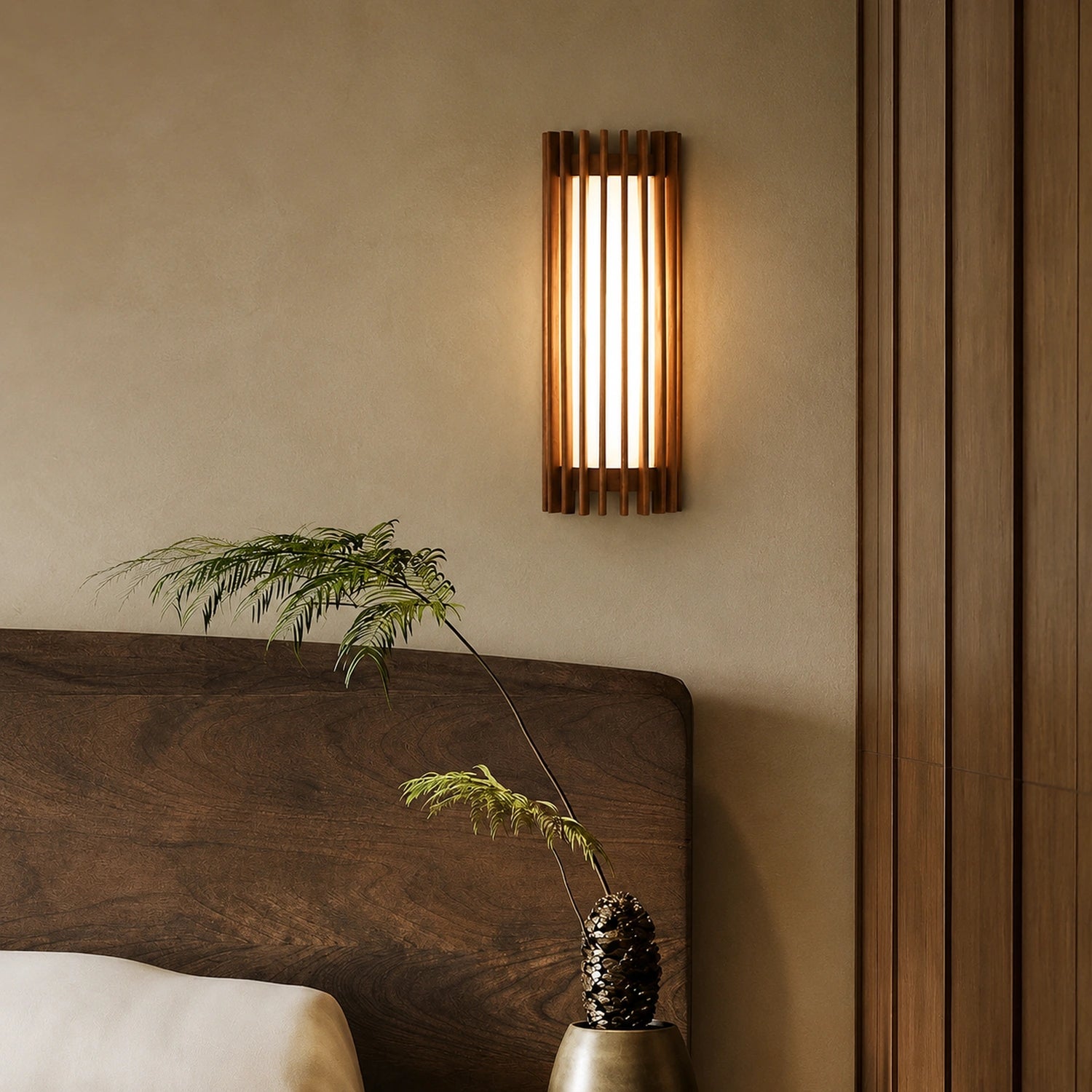 Wabi-sabi Style Wood and Acrylic LED Wall Sconce