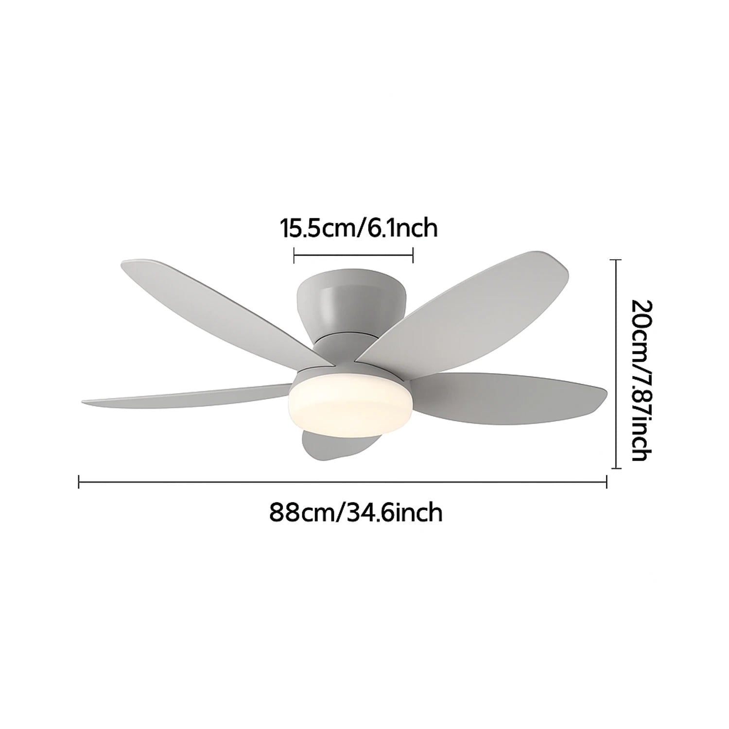 36 inch ceiling fan light with 6 speed remote control, dimmable LED bulbs, 5 plastic blades, ideal for living and dining rooms, energy efficient design