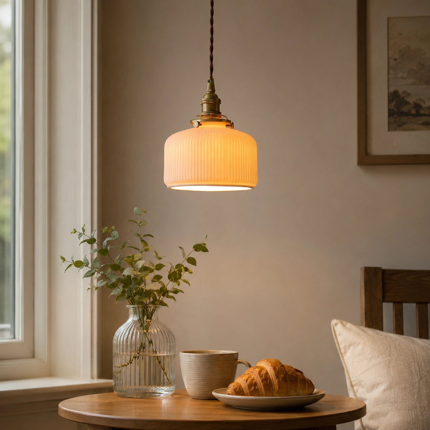 Copper and Glass Pendant Light