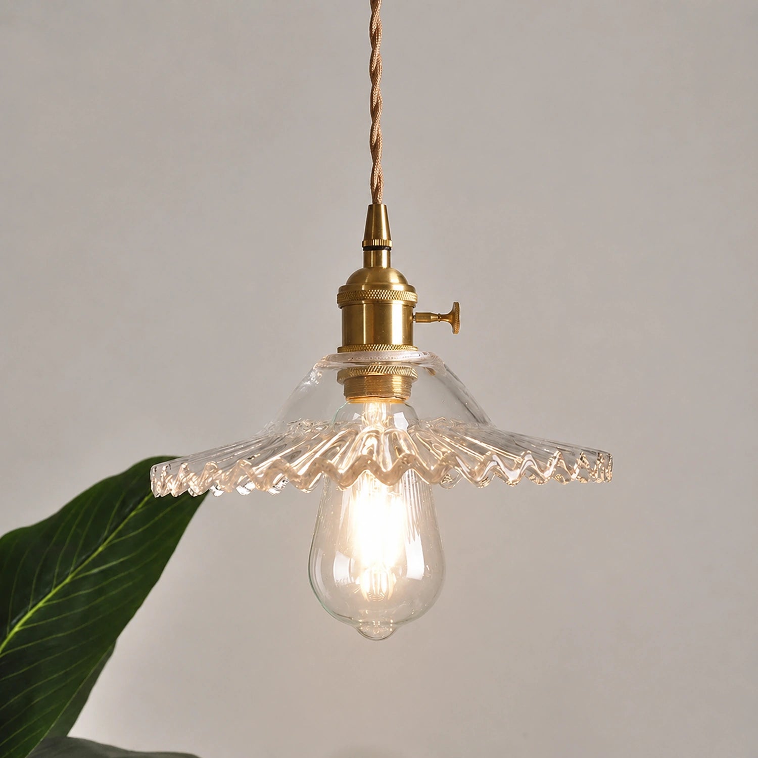 Clear Glass LED Pendant Light with Copper Finish