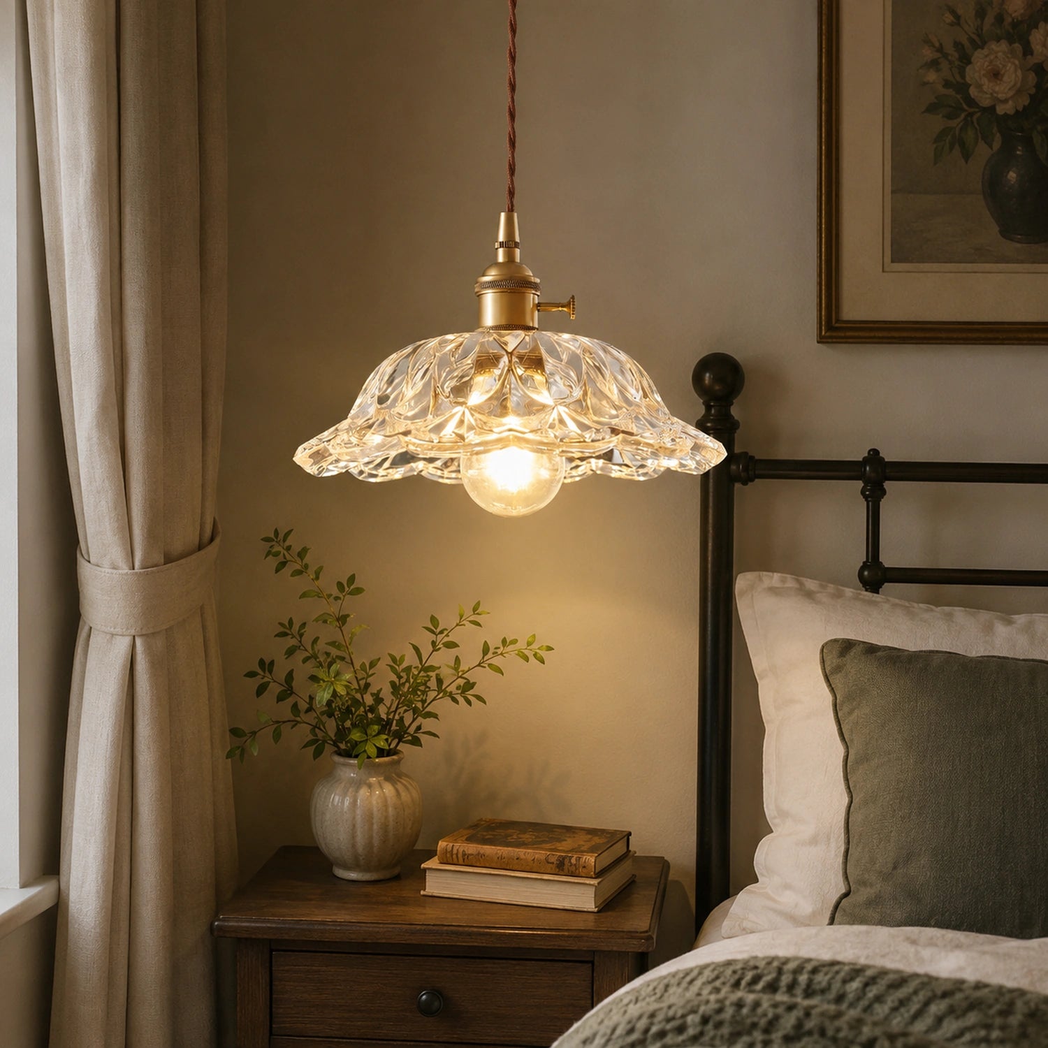 Copper and Glass Pendant Light