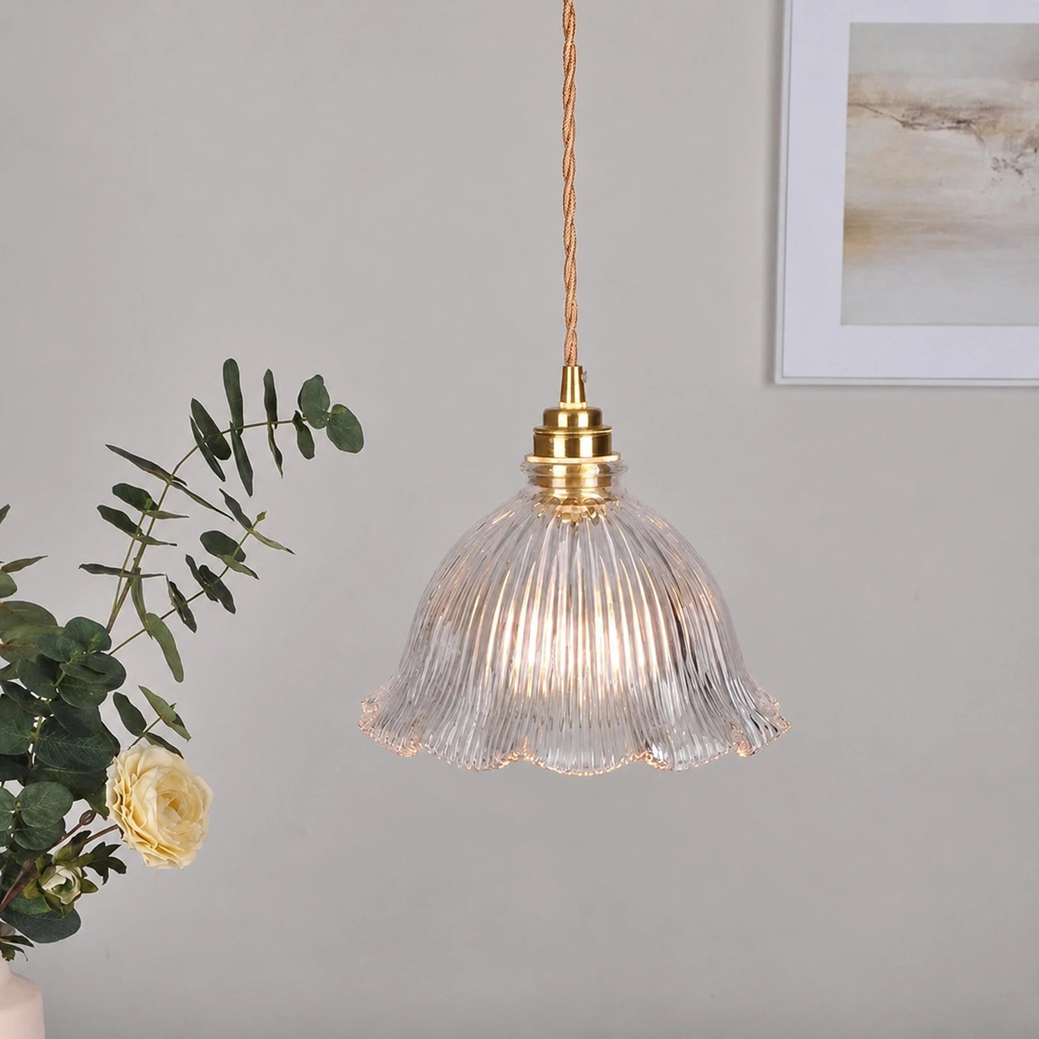 Clear Glass LED Pendant Light with Copper Finish