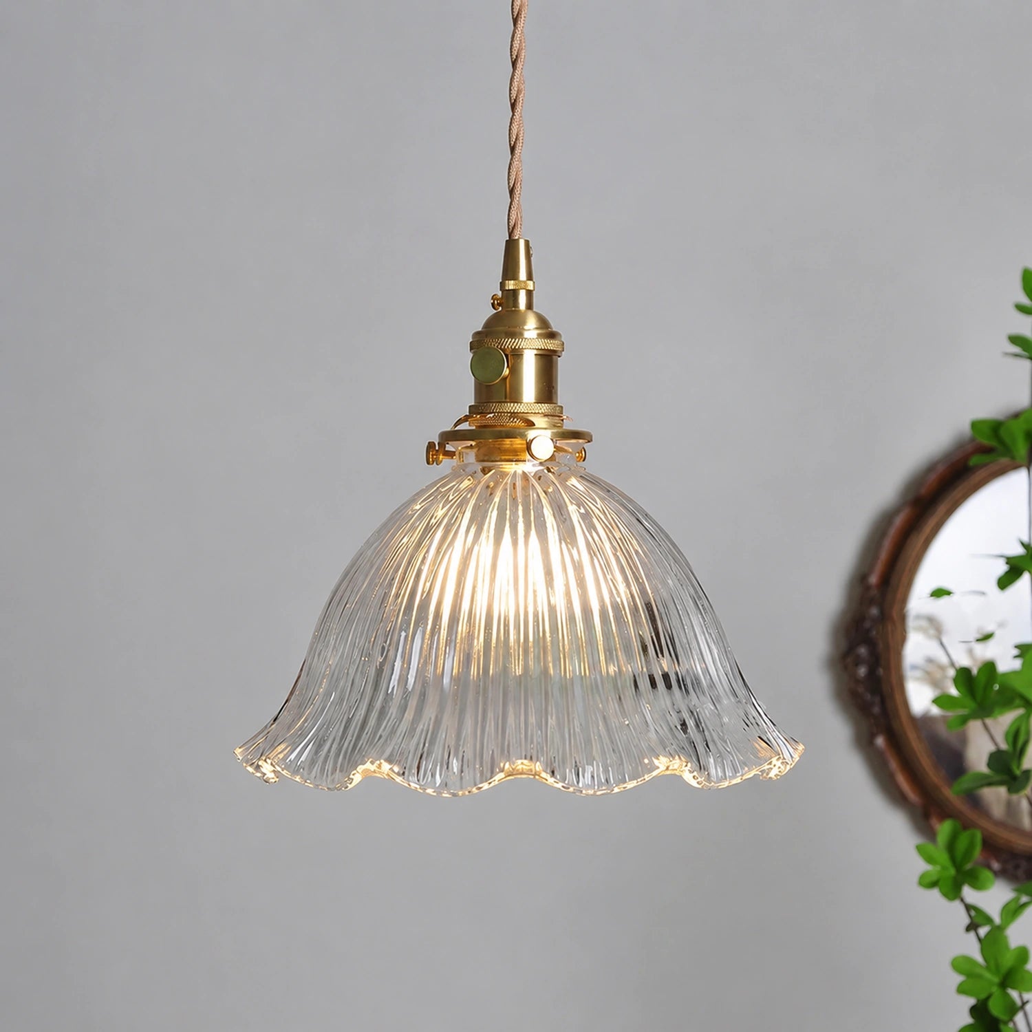 Clear Glass LED Pendant Light with Copper Finish