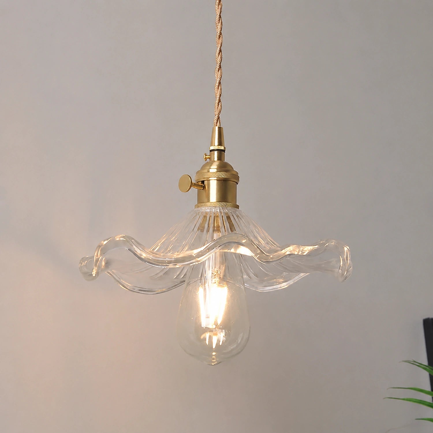 Clear Glass LED Pendant Light with Copper Finish