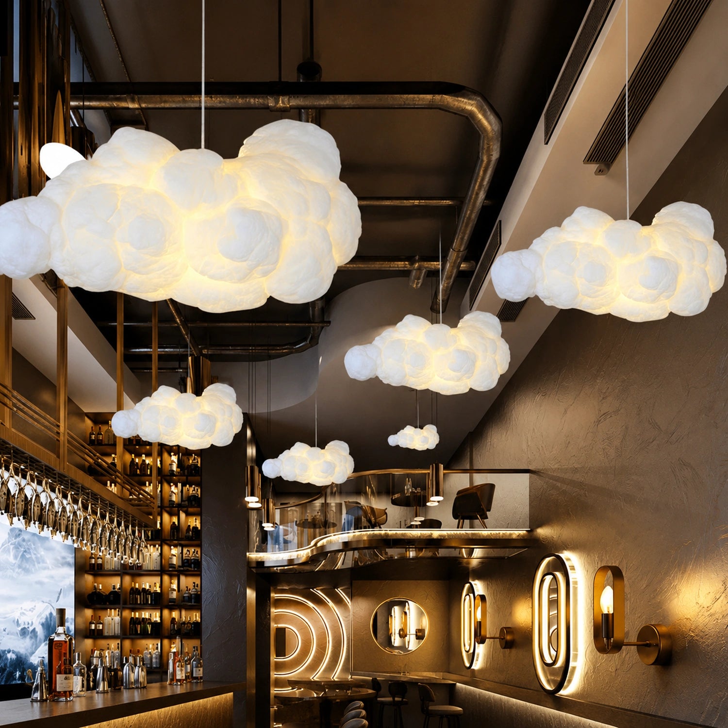Modern White Floating Cloud Pendant Light