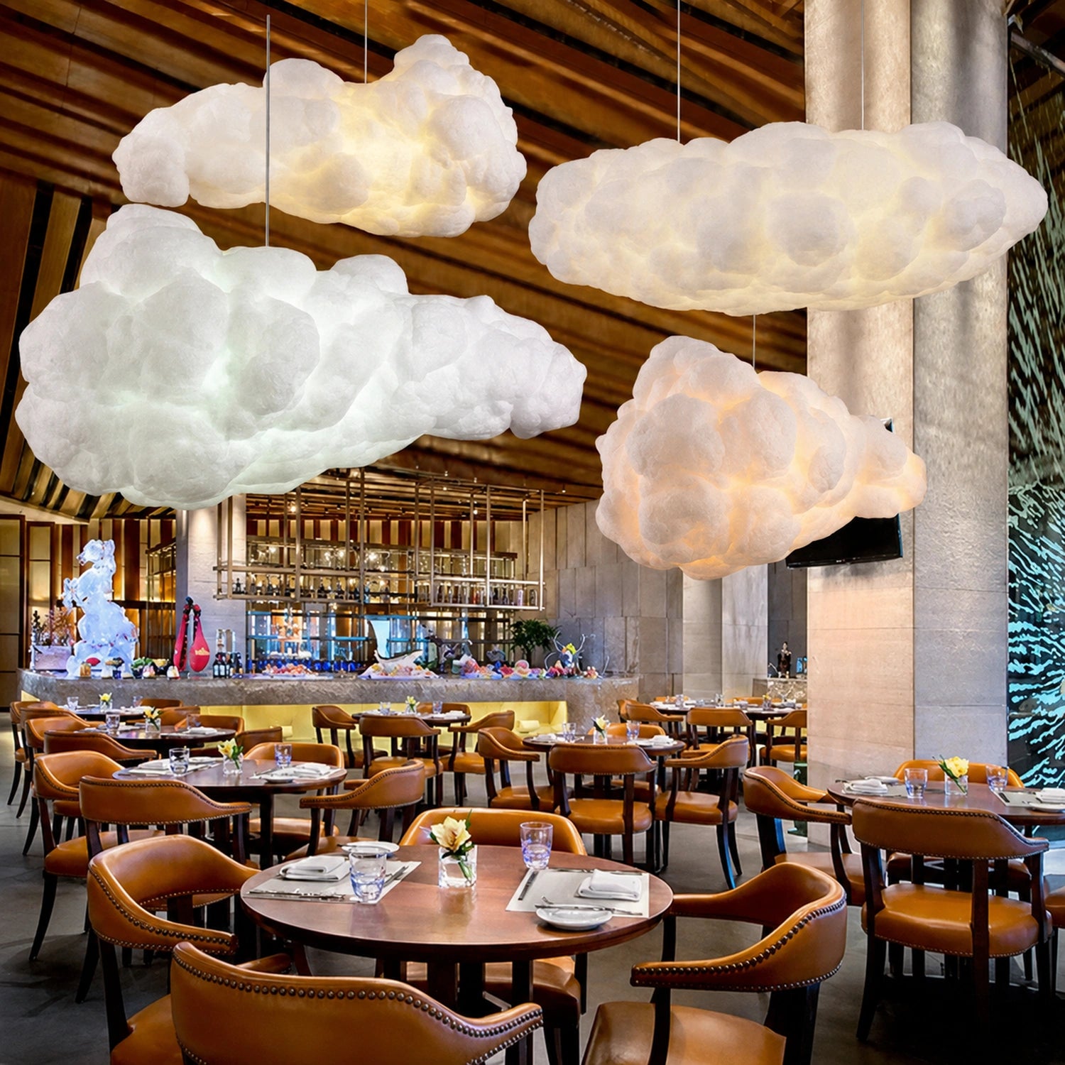 Modern White Floating Cloud Pendant Light