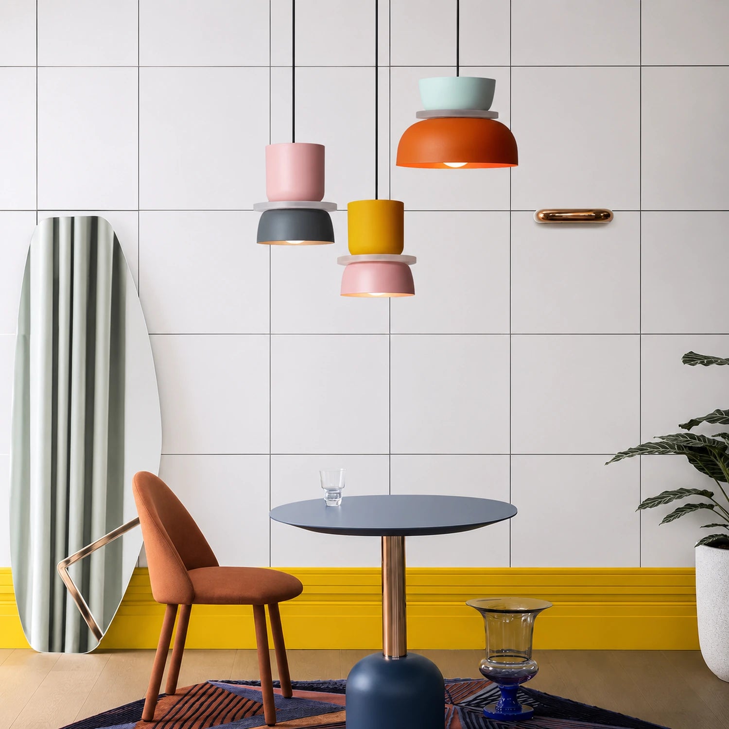 Modern Macaron Pendant Light with Iron and Acrylic Shade