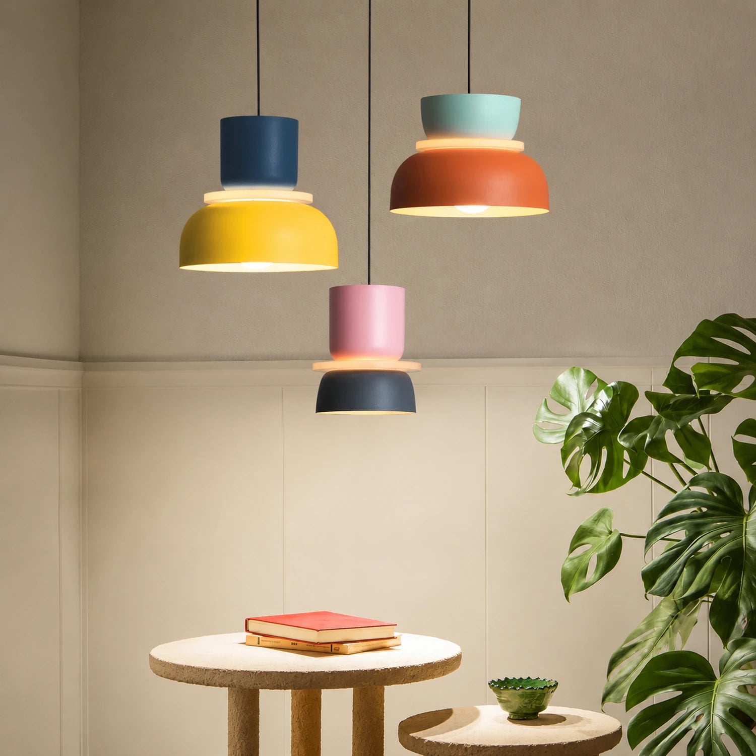 Modern Macaron Pendant Light with Iron and Acrylic Shade